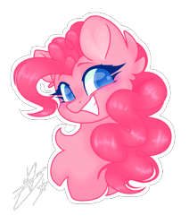 Size: 672x792 | Tagged: safe, artist:natpaintpony, derpibooru import, pinkie pie, earth pony, pony, bust, chest fluff, cute, diapinkes, female, grin, mare, portrait, simple background, smiling, solo, transparent background