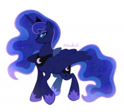 Size: 2000x1810 | Tagged: safe, artist:iksiudodi_, derpibooru import, princess luna, alicorn, pony, g4, female, hoof shoes, jewelry, mare, peytral, regalia, simple background, solo, white background