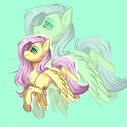 Size: 1200x1200 | Tagged: safe, artist:lunciakkk, derpibooru import, fluttershy, pegasus, g4, concave belly, doodle, green background, simple background, solo, zoom layer