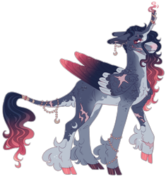 Size: 2679x2846 | Tagged: safe, artist:sleepy-nova, derpibooru import, oc, oc:crescent moon, alicorn, pony, cloven hooves, colored wings, curved horn, horn, male, multicolored wings, simple background, solo, stallion, transparent background, wings