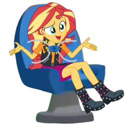 Size: 498x501 | Tagged: safe, artist:gmaplay, derpibooru import, editor:jbrony, sunset shimmer, human, equestria girls, equestria girls series, forgotten friendship, g4, adorasexy, boots, chair, clothes, cute, high heel boots, little einsteins, seat, seatbelt, sexy, shimmerbetes, shoes, simple background, sitting, solo, transparent background