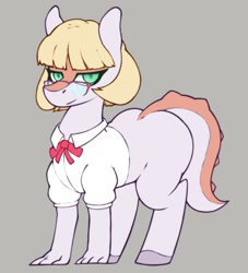 Size: 2174x2394 | Tagged: safe, artist:wild-thunder06, derpibooru import, pony, blonde, clothes, dinopony, female, glasses, goodbye volcano high, i wani hug that gator, naomi, ponified, shirt, solo, solo female, species swap, tail