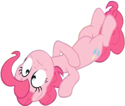 Size: 2990x2520 | Tagged: safe, derpibooru import, edit, edited screencap, editor:homersimpson1983, screencap, pinkie pie, earth pony, pony, g4, background removed, belly, female, lying down, not a vector, prone, solo