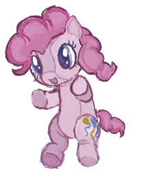 Size: 570x678 | Tagged: safe, artist:dddddaxie998839, derpibooru import, pinkie pie, earth pony, pony, g4, blue eyes, curly hair, curly mane, curly tail, desaturated, female, mare, open mouth, open smile, pink mane, pink tail, plushie, plushification, simple background, smiling, solo, tail, white background, wingding eyes