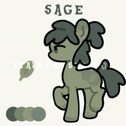 Size: 2048x2048 | Tagged: safe, artist:starrymysteryy, derpibooru import, oc, oc only, oc:sage, earth pony, pony, adoptable, female, mare, reference sheet, sage, simple background, watermark