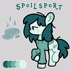 Size: 2048x2048 | Tagged: safe, artist:starrymysteryy, derpibooru import, oc, oc only, oc:spoilsport, earth pony, pony, clothes, gray background, reference sheet, simple background, solo, sweater