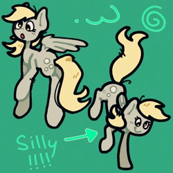 Size: 2048x2048 | Tagged: safe, artist:starrymysteryy, derpibooru import, derpy hooves, pegasus, pony, g4, derp, female, green background, mare, simple background, solo