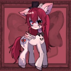 Size: 2048x2048 | Tagged: safe, artist:m09160, derpibooru import, oc, oc only, pegasus, pony, female, hat, heart, heart eyes, mare, solo, top hat, wingding eyes