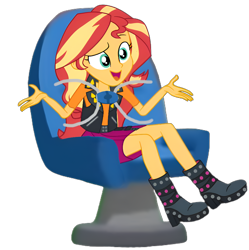 Size: 1992x2004 | Tagged: safe, artist:gmaplay, derpibooru import, edit, edited screencap, editor:jbrony, screencap, sunset shimmer, human, equestria girls, forgotten friendship, g4, adorasexy, background removed, better quality, boots, chair, clothes, cute, high heel boots, little einsteins, seat, seatbelt, sexy, shimmerbetes, shoes, simple background, sitting, solo, transparent background
