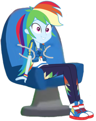 Size: 1724x2168 | Tagged: safe, artist:ilaria122, derpibooru import, edit, edited screencap, editor:jbrony, screencap, rainbow dash, equestria girls, g4, background removed, chair, clothes, converse, cute, female, geode of super speed, little einsteins, magical geodes, pants, seat, seatbelt, shirt, shoes, simple background, sitting, sneakers, solo, sweatshirt, t-shirt, wristband