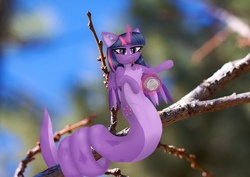 Size: 6500x4600 | Tagged: safe, artist:twinky, derpibooru import, twilight sparkle, twilight sparkle (alicorn), alicorn, lamia, original species, snake, g4, chest fluff, forked tongue, horn, jackie chan adventures, lamiafied, magic, micro, species swap, telekinesis, tongue, tongue out, twilamia, wings