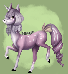 Size: 2356x2545 | Tagged: safe, artist:reamina, derpibooru import, oc, oc:lavender, pony, unicorn, bow, female, horn, mare, solo, tail, tail bow