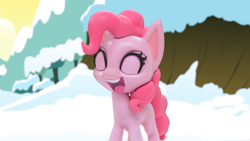 Size: 1920x1080 | Tagged: safe, derpibooru import, screencap, pinkie pie, earth pony, pony, g4, g4.5, my little pony: stop motion short, snowball fight (short), cute, laughing