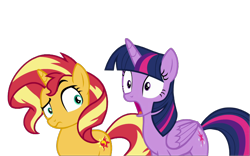Size: 1280x800 | Tagged: safe, derpibooru import, edit, edited screencap, editor:dracoawesomeness, screencap, sunset shimmer, twilight sparkle, twilight sparkle (alicorn), alicorn, unicorn, equestria girls, equestria girls series, forgotten friendship, background removed, duo, duo female, female, horn, not a vector