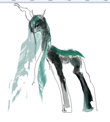 Size: 597x660 | Tagged: safe, artist:nazar0199, derpibooru import, queen chrysalis, changeling, changeling queen, pony, g4, female, mare, simple background, solo, white background