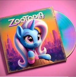 Size: 1110x1125 | Tagged: safe, ai content, derpibooru import, machine learning generated, trixie, g4, cd, cover, song reference, zootopia