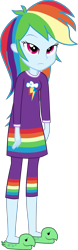 Size: 1408x4500 | Tagged: safe, artist:octosquish7260, derpibooru import, rainbow dash, human, equestria girls, g4, clothes, female, nightgown, pajamas, pants, rainbow dash always dresses in style, rainbow dash is not amused, slippers, solo, standing, teenager, unamused