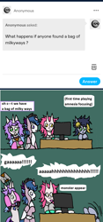 Size: 1000x2139 | Tagged: safe, artist:ask-luciavampire, derpibooru import, oc, earth pony, pegasus, pony, unicorn, amnesia: the dark descent, ask, horn, tumblr, video game