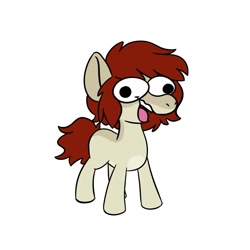 Size: 1200x1200 | Tagged: safe, artist:notfocks, derpibooru import, oc, oc only, oc:beetle, earth pony, pony, chibi, colored, derp, flat colors, layered mane, red mane, short mane, simple, simple background, solo, this oc has no gender., white background