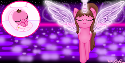 Size: 914x464 | Tagged: safe, artist:katiegirlsforever, artist:quartziie, artist:taybarbases, derpibooru import, oc, oc only, oc:katie mealey, alicorn, earth pony, pony, g4, my little pony: the movie, alicorn oc, baby, baby pony, base used, cute, eyes closed, female, foal, frown, horn, mare, night, ponysona, sleeping, solo, wings