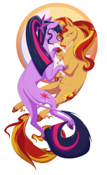 Size: 1300x2125 | Tagged: safe, artist:housho, derpibooru import, sci-twi, sunset shimmer, twilight sparkle, classical unicorn, pony, unicorn, equestria girls, g4, belly, cloven hooves, concave belly, equestria girls ponified, female, holding hooves, horn, leonine tail, lesbian, looking at each other, looking at someone, ponified, sci-twishimmer, shipping, simple background, species swap, spine, sunsetsparkle, tail, transparent background, unicorn sci-twi, unshorn fetlocks