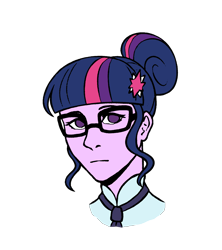 Size: 1600x1800 | Tagged: safe, artist:icicle-niceicle-1517, artist:tinypurplebrush, color edit, derpibooru import, edit, sci-twi, twilight sparkle, collaboration, equestria girls, g4, bust, clothes, colored, female, glasses, necktie, school tie, shirt, simple background, solo, transparent background