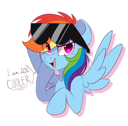 Size: 1200x1183 | Tagged: safe, artist:yourpennypal, derpibooru import, rainbow dash, 20% cooler, simple background, solo, sunglasses, white background