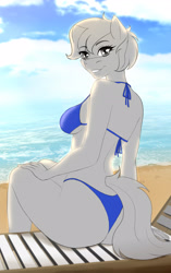 Size: 1476x2350 | Tagged: safe, artist:jerraldina, derpibooru import, anthro, pony, beach, bikini, clothes, commission, female, ocean, summer, sunlight, swimsuit, water, your character here