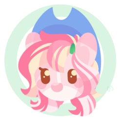 Size: 969x969 | Tagged: safe, artist:kingdom, derpibooru import, pony, cute, hat, lineless, pink coat, simple background, solo, two toned background, white background