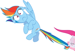 Size: 1024x692 | Tagged: safe, artist:bluethunder66, derpibooru import, pinkie pie, rainbow dash, earth pony, pegasus, pony, g4, maud pie (episode), .svg available, biting, female, goggles, mare, rainbow dash is best facemaker, simple background, tail, tail bite, transparent background, vector