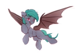 Size: 1200x811 | Tagged: safe, artist:itssim, derpibooru import, oc, oc only, oc:malachite cluster, bat pony, pony, bat pony oc, colored sketch, flying, looking at you, male, open mouth, open smile, simple background, sketch, smiling, smiling at you, solo, spread wings, stallion, white background, wings