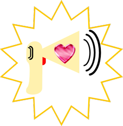 Size: 493x506 | Tagged: safe, artist:kinnichi, artist:user15432, derpibooru import, edit, oc, oc:heart-loud horn, cutie mark, heart, megaphone, no pony, simple background, transparent background, vector, vector edit