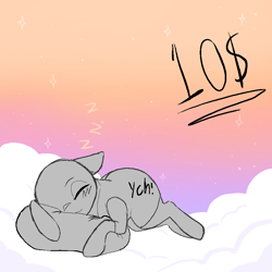 Size: 900x900 | Tagged: safe, artist:left4deadd, derpibooru import, oc, oc:any pony, cloud, colored, commission, for sale, sleeping, ych result, your character here