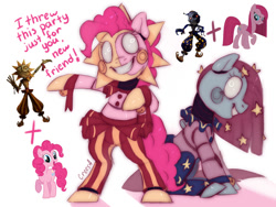 Size: 640x480 | Tagged: safe, artist:crees-a, derpibooru import, pinkie pie, pony, robot, robot pony, g4, animatronic, bow, choker, creepy, creepy smile, crossover, daycare, ear piercing, five nights at freddy's, five nights at freddy's: security breach, fusion, looking at you, moon, moondrop, piercing, pinkamena diane pie, ponified, pose, roboticization, signature, smiling, smiling at you, species swap, speech bubble, sun, sunrise, tail, tail bow, title card, unshorn fetlocks, vector, video game crossover