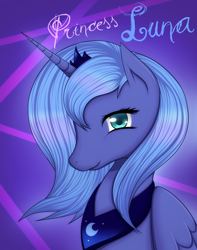 Size: 900x1142 | Tagged: artist needed, safe, derpibooru import, princess luna, alicorn, g4, abstract background, blue hair, female, gradient background, solo