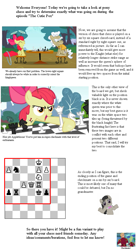 Size: 651x1201 | Tagged: artist needed, safe, derpibooru import, edit, edited screencap, screencap, apple bloom, octavia melody, g4, the cutie pox, bow, chess, chess piece, chessboard, futurama, hair bow, kif kroker, simple background, text, wall of text, white background, zapp brannigan