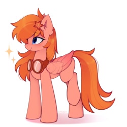 Size: 1024x1024 | Tagged: safe, artist:lerkfruitbat, derpibooru import, oc, oc only, pegasus, pony, commission, ear fluff, ears, female, flower, flower in hair, goggles, mare, simple background, solo, white background
