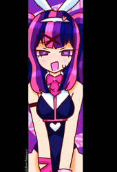 Size: 1080x1584 | Tagged: safe, derpibooru import, twilight sparkle, human, blah, bunny ears, bunny suit, clothes, female, heart, heart eyes, looking at you, open mouth, wingding eyes