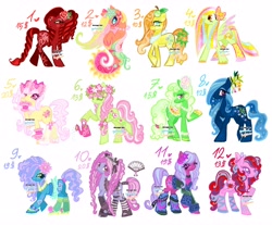 Size: 4096x3396 | Tagged: safe, artist:eyerealm, artist:junglicious64, derpibooru import, oc, oc only, oc:gummies, oc:rose, oc:spring, earth pony, pegasus, pony, sea pony, adoptable, belt, bonnet, boots, bow, bracelet, braces, braid, bridle, choker, clothes, coat markings, ethereal mane, fan, female, floral head wreath, flower, flower in hair, garter straps, garters, hair accessory, hair bow, hair over one eye, hairclip, hand fan, headpiece, hoof shoes, jacket, jewelry, leg warmers, long eyelashes, mare, neckerchief, necklace, reins, ringlets, saddle, shoes, simple background, skirt, sparkly eyes, sparkly mane, starry mane, tack, tail tie, unshorn fetlocks, vine, wall of tags, watering can, white background, wingding eyes