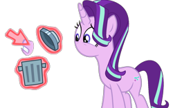Size: 1278x803 | Tagged: safe, artist:brightstar40k, derpibooru import, starlight glimmer, pony, unicorn, g4, cursor, female, horn, mare, mouthless, simple background, solo, transparent background, trash can