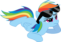 Size: 1024x697 | Tagged: safe, artist:okaminekowiesel, derpibooru import, rainbow dash, pegasus, pony, g4, lesson zero, season 2, .svg available, female, mare, missing cutie mark, simple background, sunglasses, transparent background, vector