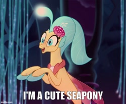 Size: 608x500 | Tagged: safe, derpibooru import, edit, edited screencap, screencap, princess skystar, seapony (g4), g4, my little pony: the movie, bioluminescent, bubble, captain obvious, caption, cute, dorsal fin, ears, female, fin, fin wings, fins, floppy ears, flowing mane, freckles, glowing, happy, i'm cute, image macro, imgflip, no shit sherlock, ocean, open mouth, open smile, seaquestria, skyabetes, smiling, swimming, text, throne room, truth, underwater, water, wings