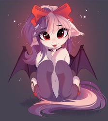Size: 3624x4070 | Tagged: safe, artist:empress-twilight, derpibooru import, oc, oc only, oc:sweet velvet, bat pony, pony, :p, bow, choker, clothes, cute, female, hair bow, mare, ocbetes, socks, solo, spread wings, tongue, tongue out, wings
