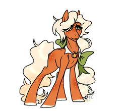 Size: 954x838 | Tagged: safe, artist:lordlyric, derpibooru import, oc, oc only, oc:pumpkin glade, earth pony, pony, blonde, country, cowgirl, female, food, mare, orange, simple background, solo, transparent background