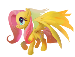 Size: 1252x948 | Tagged: safe, artist:vondsketch, derpibooru import, fluttershy, pegasus, pony, g4, blushing, female, full body, large wings, mare, raised hoof, raised leg, simple background, solo, spread wings, standing, white background, wings