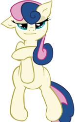 Size: 737x1200 | Tagged: safe, artist:fluor1te, derpibooru import, bon bon, sweetie drops, earth pony, pony, g4, 2012, bipedal, female, lidded eyes, looking at you, mare, simple background, solo, tail, transparent background, we don't normally wear clothes
