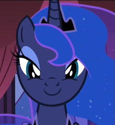 Size: 675x729 | Tagged: safe, derpibooru import, screencap, princess luna, alicorn, a royal problem, g4, cropped, female, looking at you, mare, smiling, solo