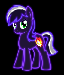 Size: 3400x4000 | Tagged: safe, artist:rendelline, derpibooru import, oc, oc only, oc:proudy hooves, earth pony, pony, 2014, black background, confident, earth pony oc, high res, male, neon, simple background, smiling, smug, solo, stallion