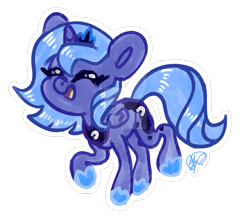 Size: 1024x889 | Tagged: safe, artist:peaceouttopizza23, derpibooru import, princess luna, alicorn, pony, g4, cute, deviantart watermark, eyes closed, female, filly, foal, folded wings, horn, lunabetes, obtrusive watermark, open mouth, open smile, simple background, smiling, solo, transparent background, watermark, wings, woona, young luna, younger