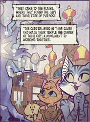 Size: 744x1013 | Tagged: safe, artist:andypriceart, derpibooru import, idw, abyssinian, cat, g4, spoiler:comic, spoiler:comic100, abyssinia, element of generosity, element of honesty, element of kindness, element of laughter, element of loyalty, element of magic, elements of harmony, kitten, temple, tree of harmony, unnamed abyssinian, unnamed character